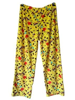 Iconic Cozy Yellow Emoji Fleece Pajama Pants size medium